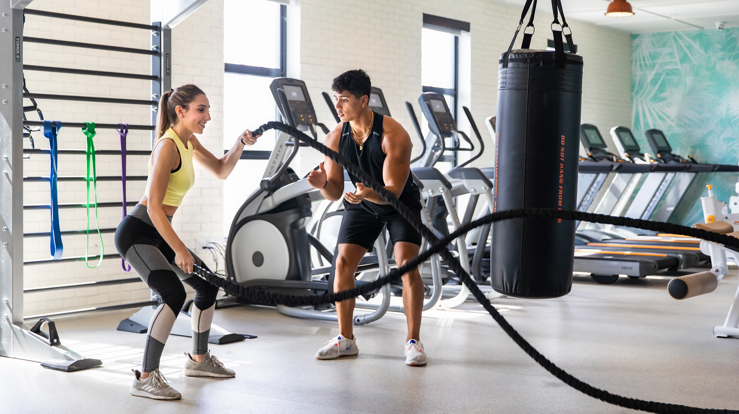 People exercising in a fitness center