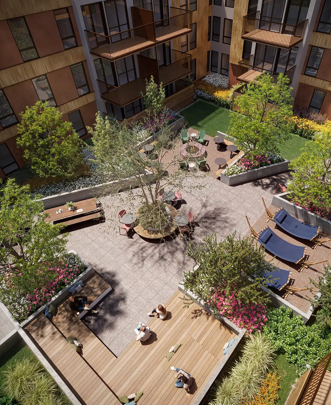 aerial view of the outdoor courtyard