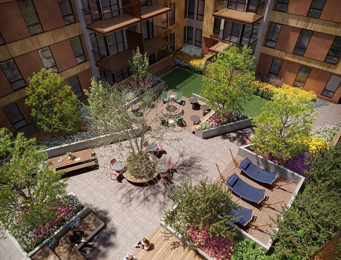 aerial view of the outdoor courtyard